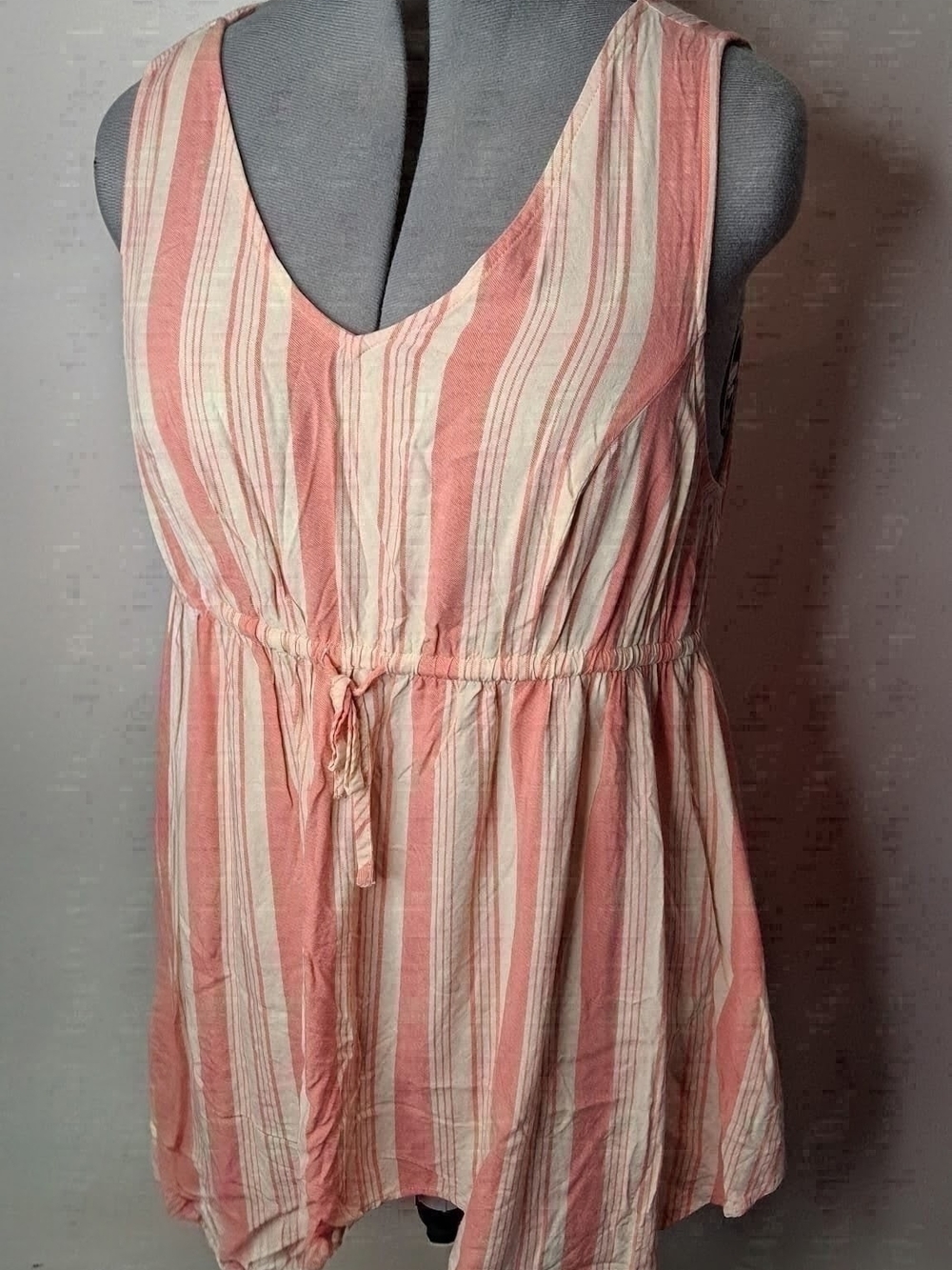 Torrid Striped Babydoll Hanky Hem Strappy Back Top 1X